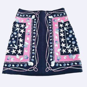 Talbots Blue Pink Textured Nautical Skirt